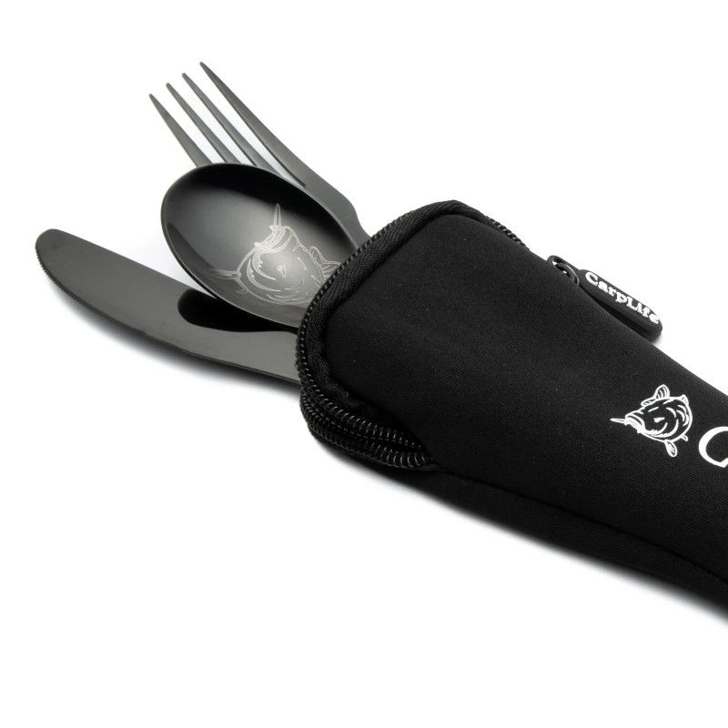 CarpLife Black Etched Cutlery Set